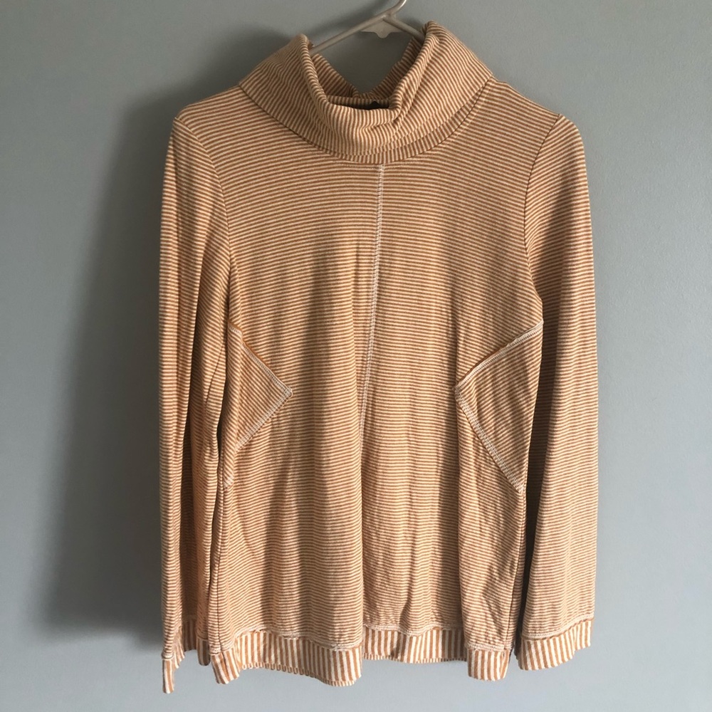 Anthropologie yellow striped turtleneck